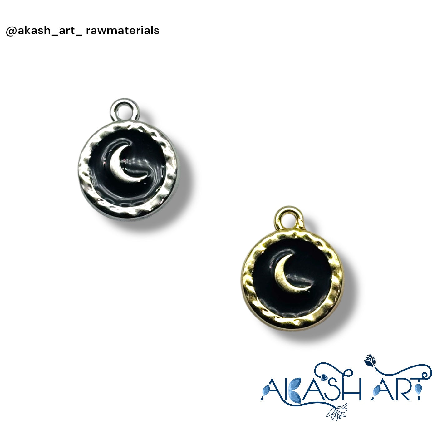 Black Enamel Crescent Moon Charm HCM115