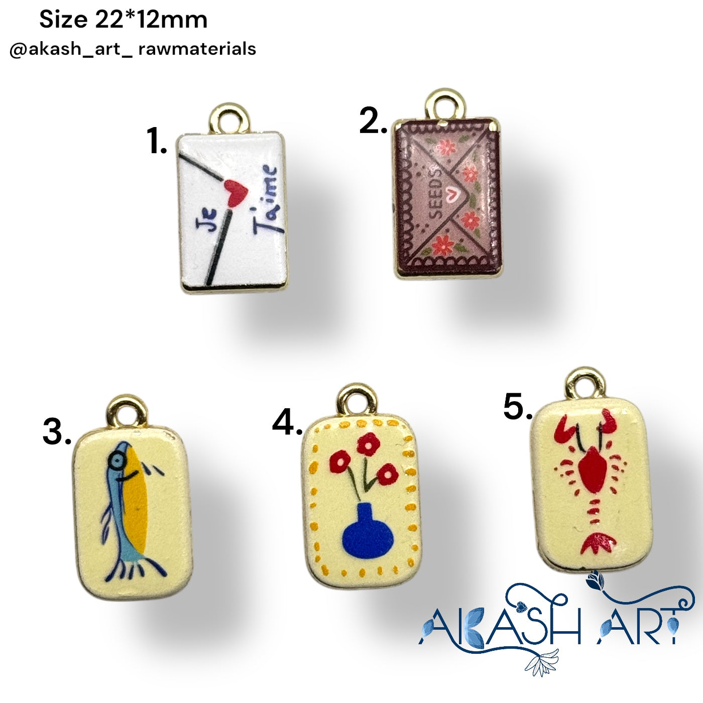 Hand-Painted Rectangle Enamel Charms HCM132