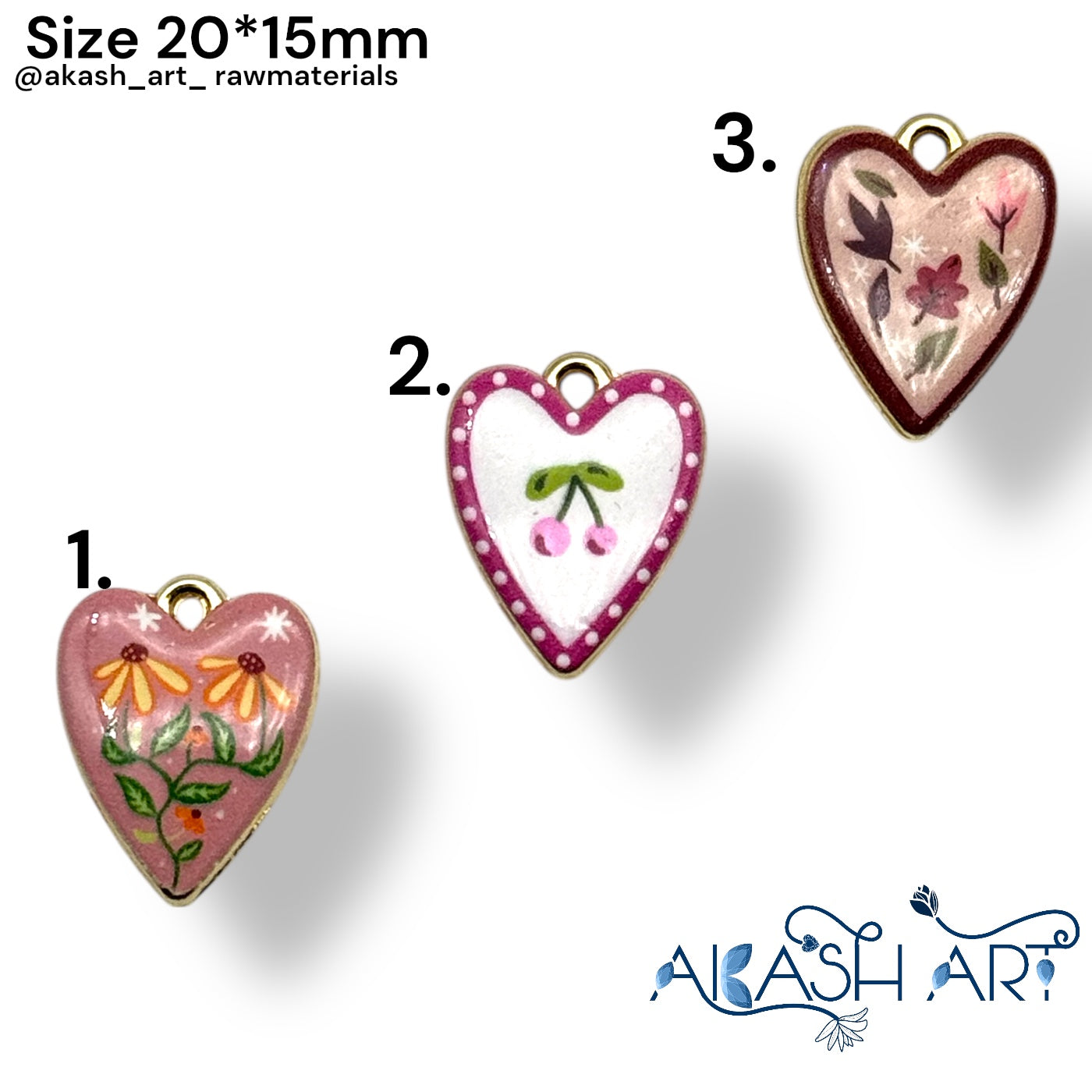 Hand-Painted Heart Enamel Charms HCM136