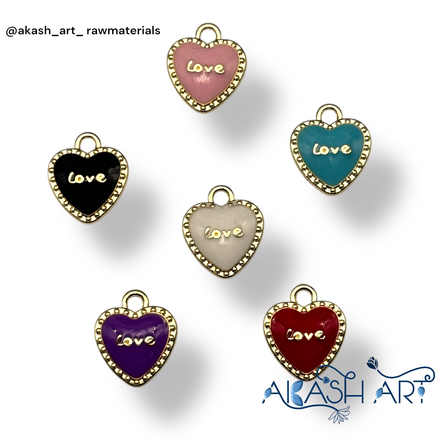 Love Heart Enamel Charms CM152