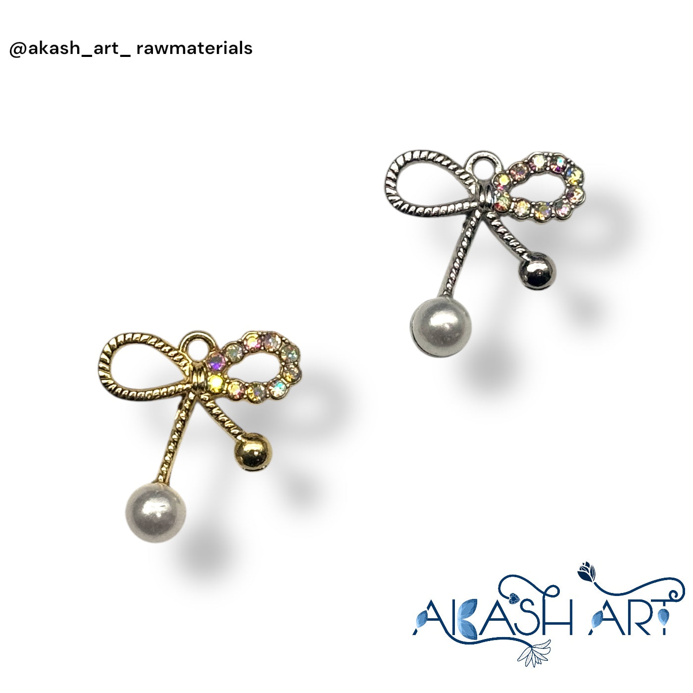 Bow Design Pearl Drop Charm CM157