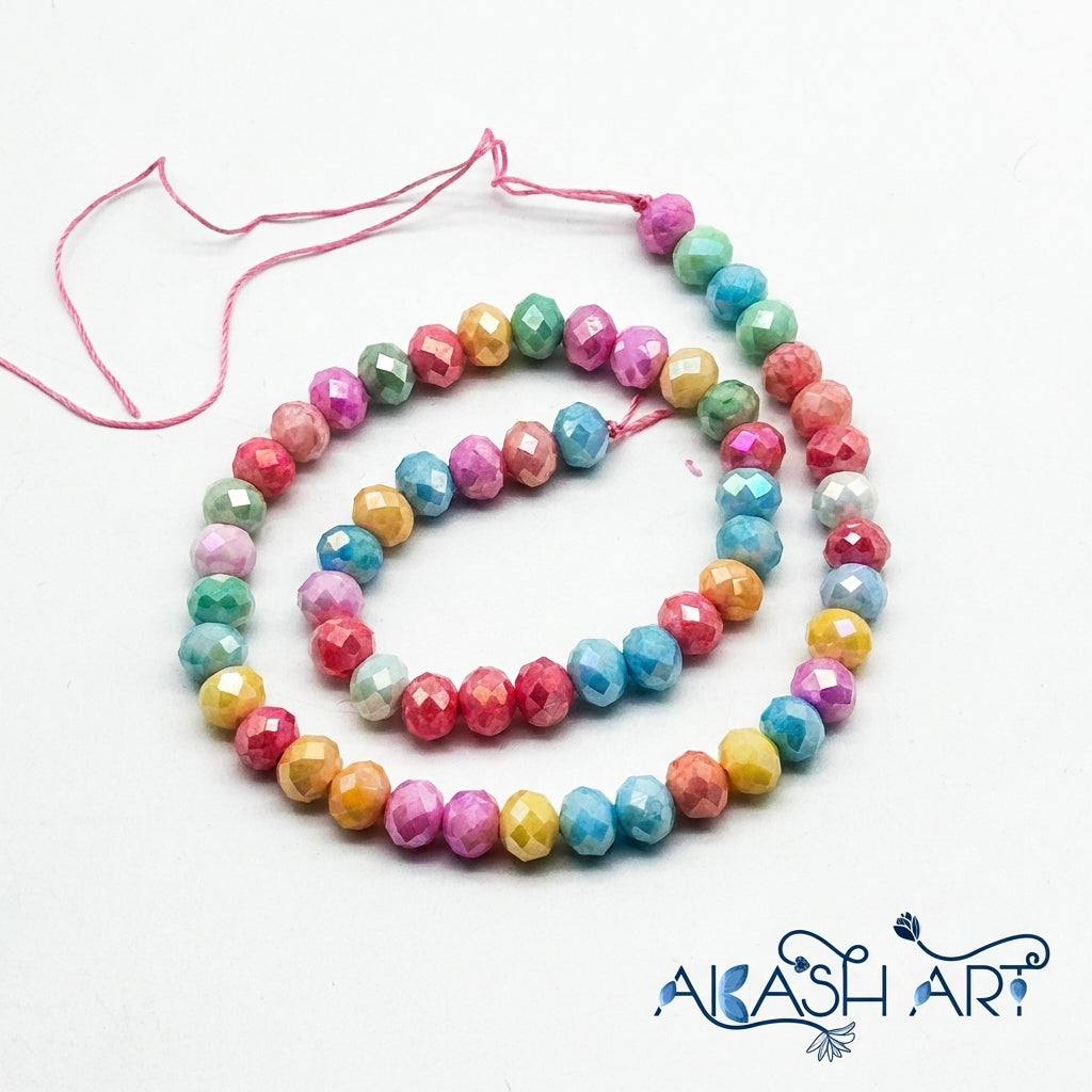 multi-colour Crystal Glass Beads - 8mm GB107