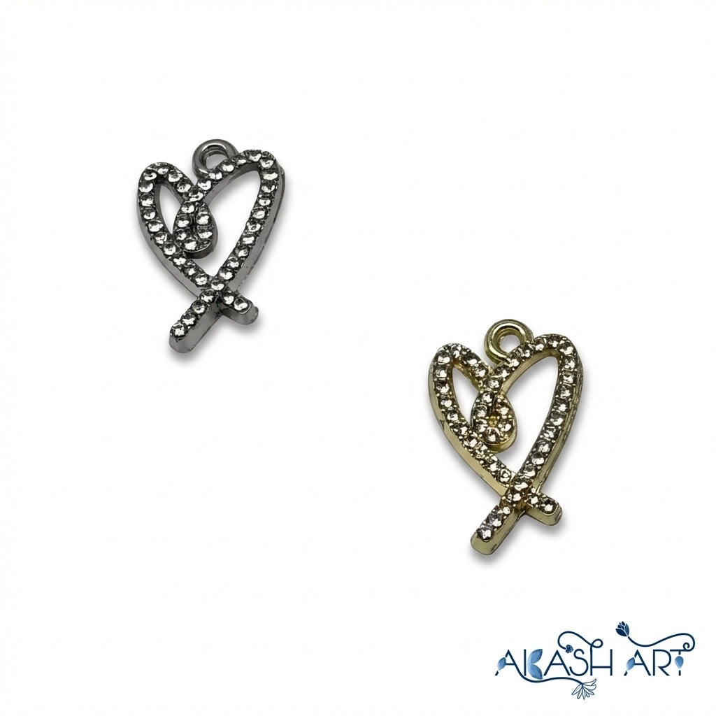 Rhinestone Heart Charm HCM238