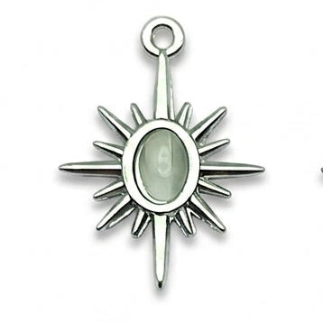 North Star Charm with Cat's Eye Stone - Silver Plated