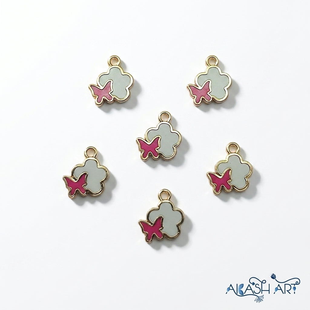 Cloud & Butterfly Enamel Charm for Jewelry Making