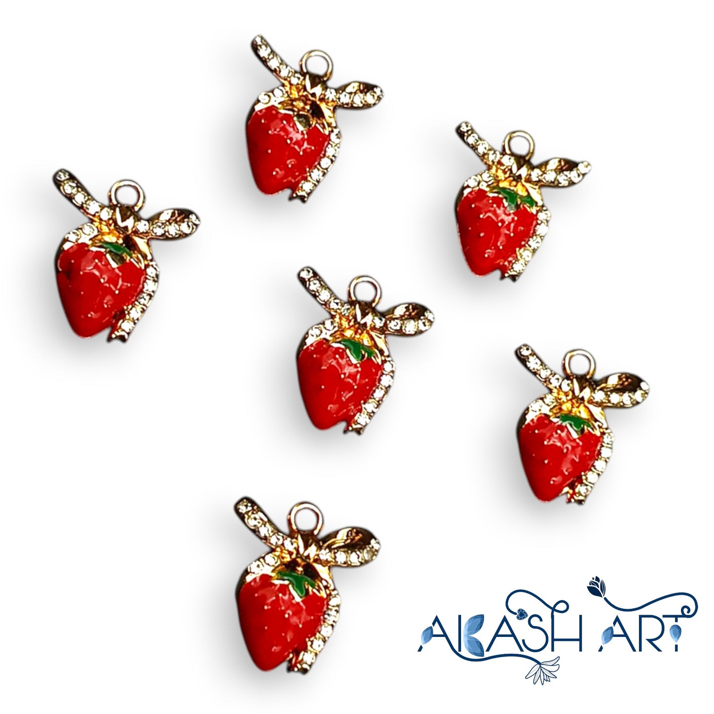 Diamond strawberry charms