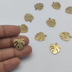 Stainless steel monstera leaf charm Stainless steel monstera leaf charm