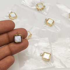 MOP Stainless steel charm square shape MOP Stainless steel charm square shape