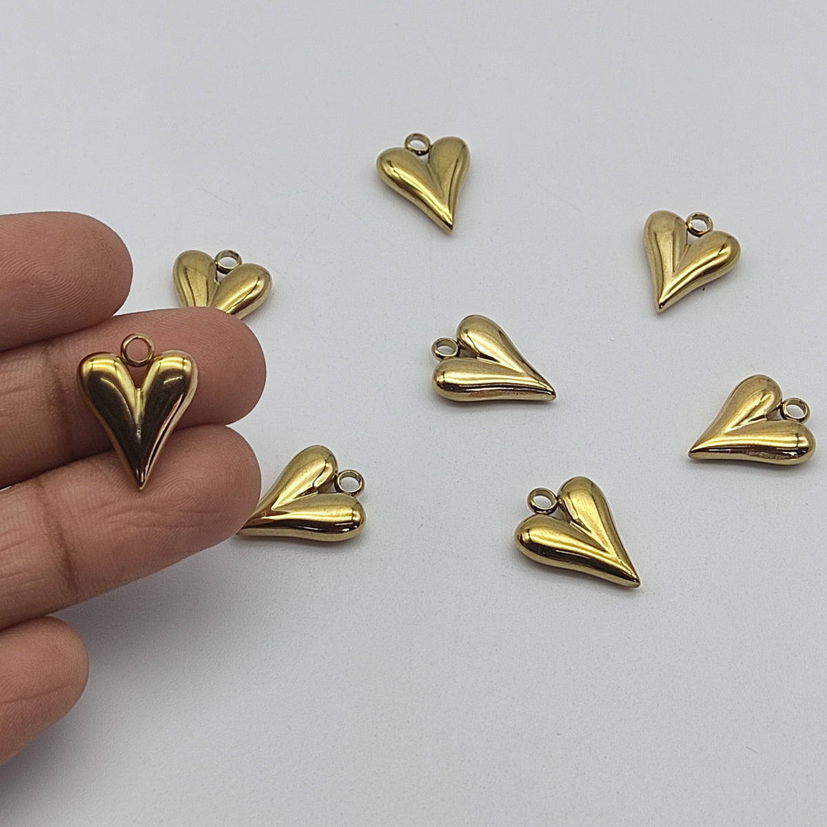 Stainless steel 3D heart charm