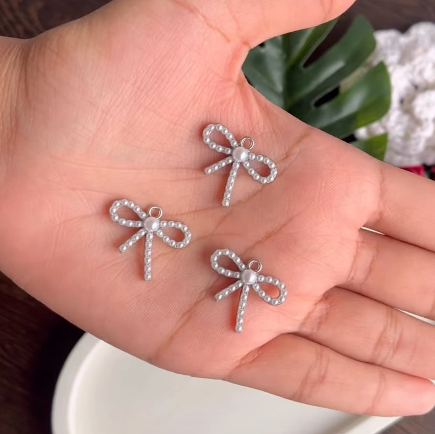 Silver Bow Charms