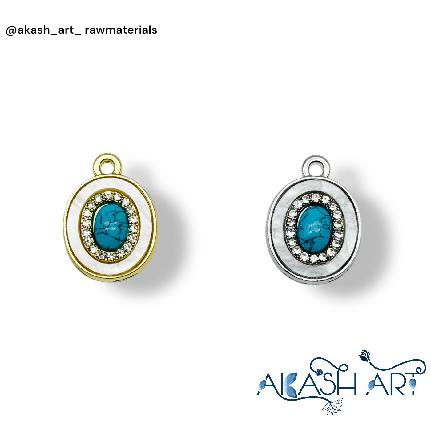 Turquoise Oval Crystal Charm HCM138