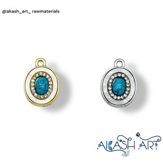 Turquoise Oval Crystal Charm HCM138