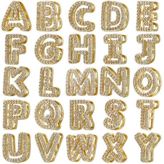 Alphabet Charms Gold Outline Initial Letters 1PC