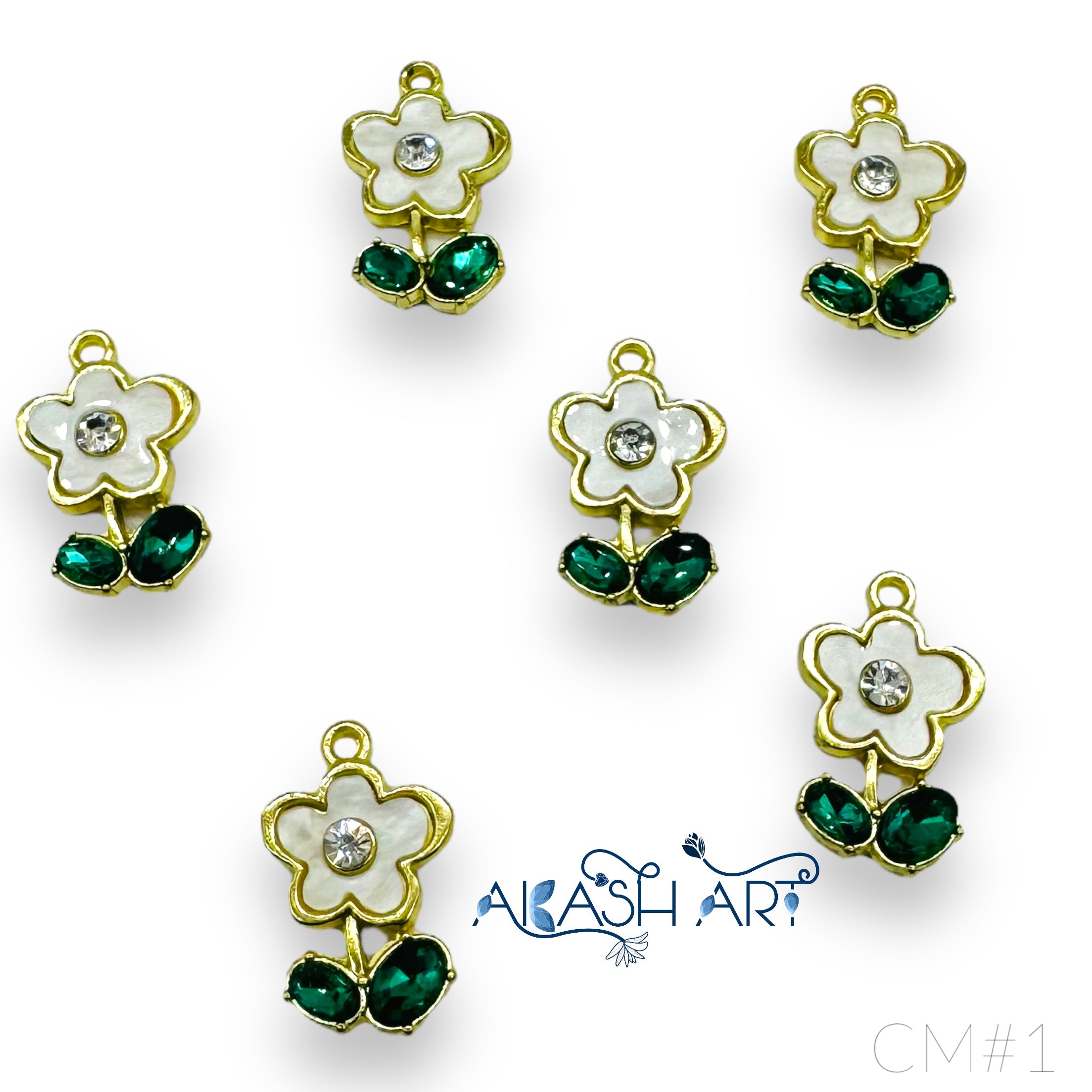 Flower stone Charms |6pcs |