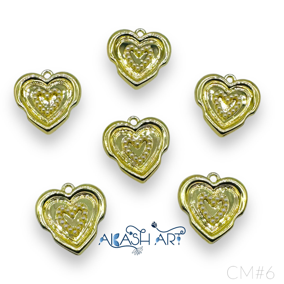 heart Charms 6pcs size 20mm