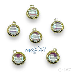 UV round stone Charms 6pc size 18mm