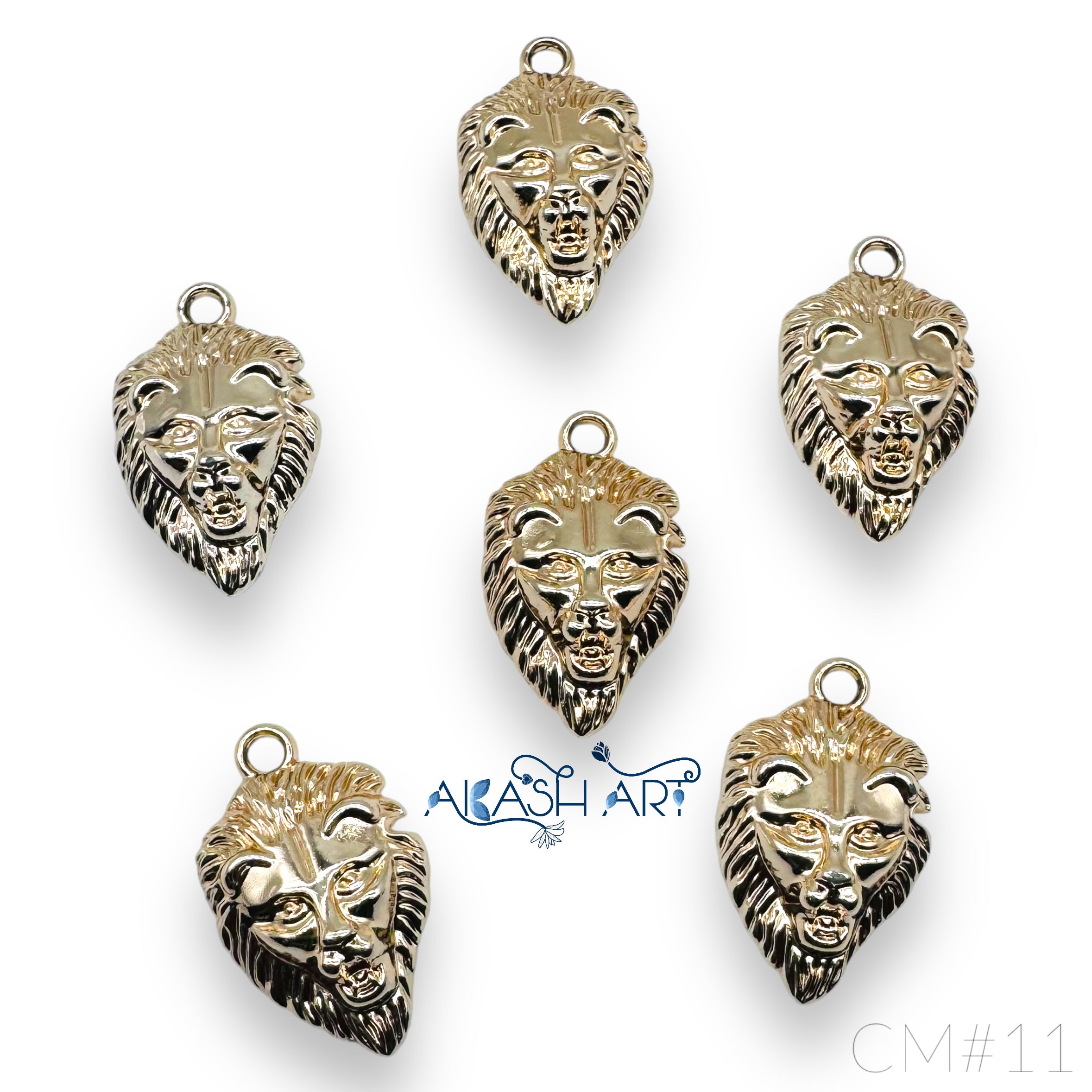 Gold & Silver Plated Lion Charms 6pcs size 27mm