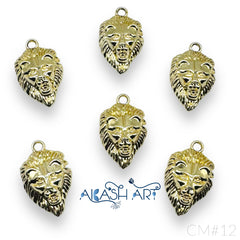 Gold & Silver Plated Lion Charms 6pcs size 27mm