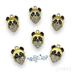 Enamel Panda Charms 6pcs size 18mm