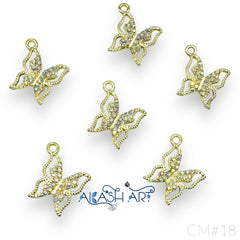 Brass Micro Pave Cubic  Zirconia Pendant Butterfly Charms