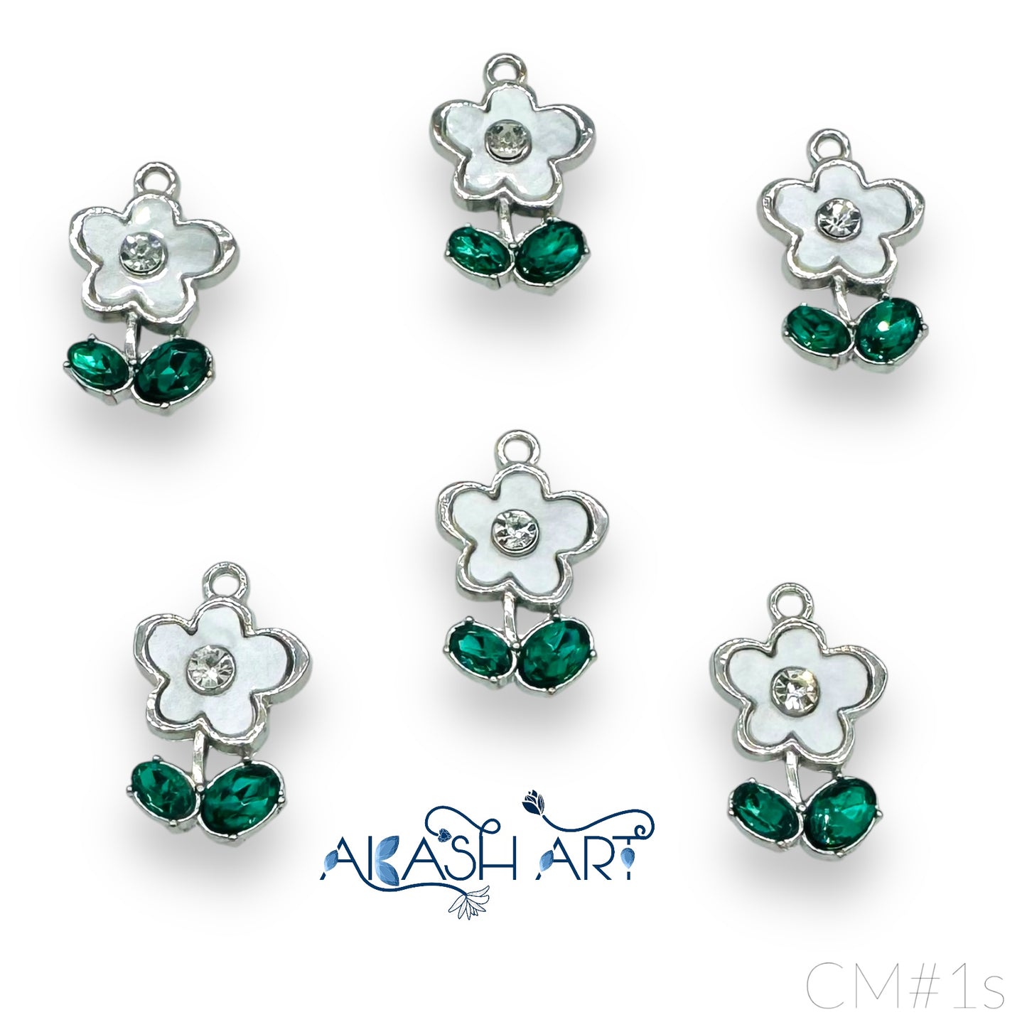 Flower stone Charms |6pcs |