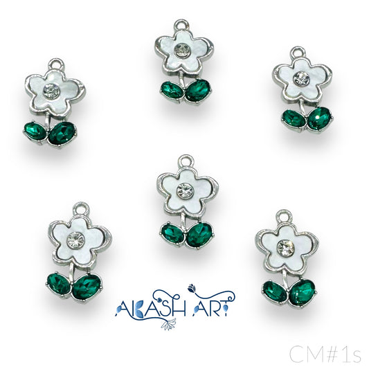 Flower stone Charms |6pcs |