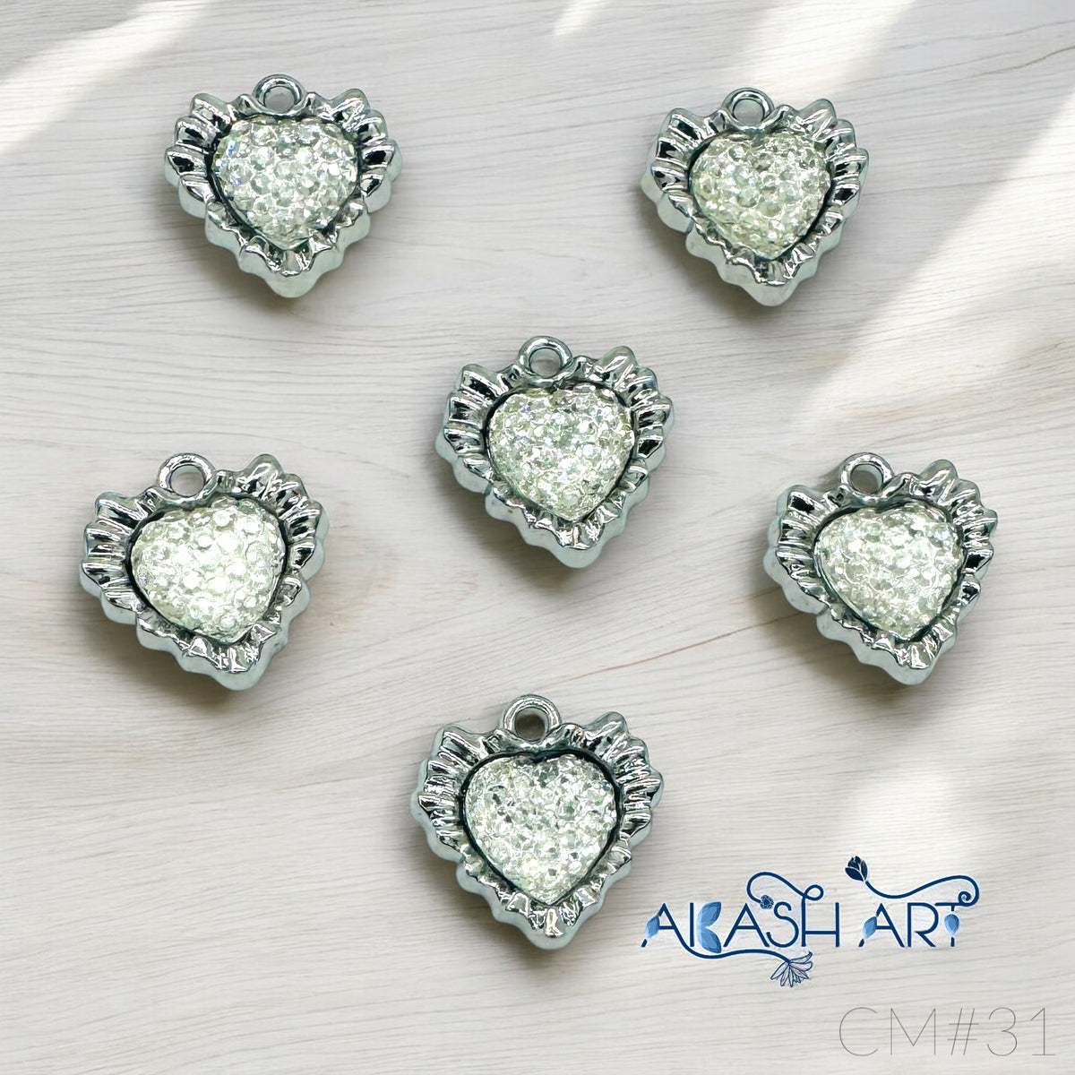 Silver heart Charms