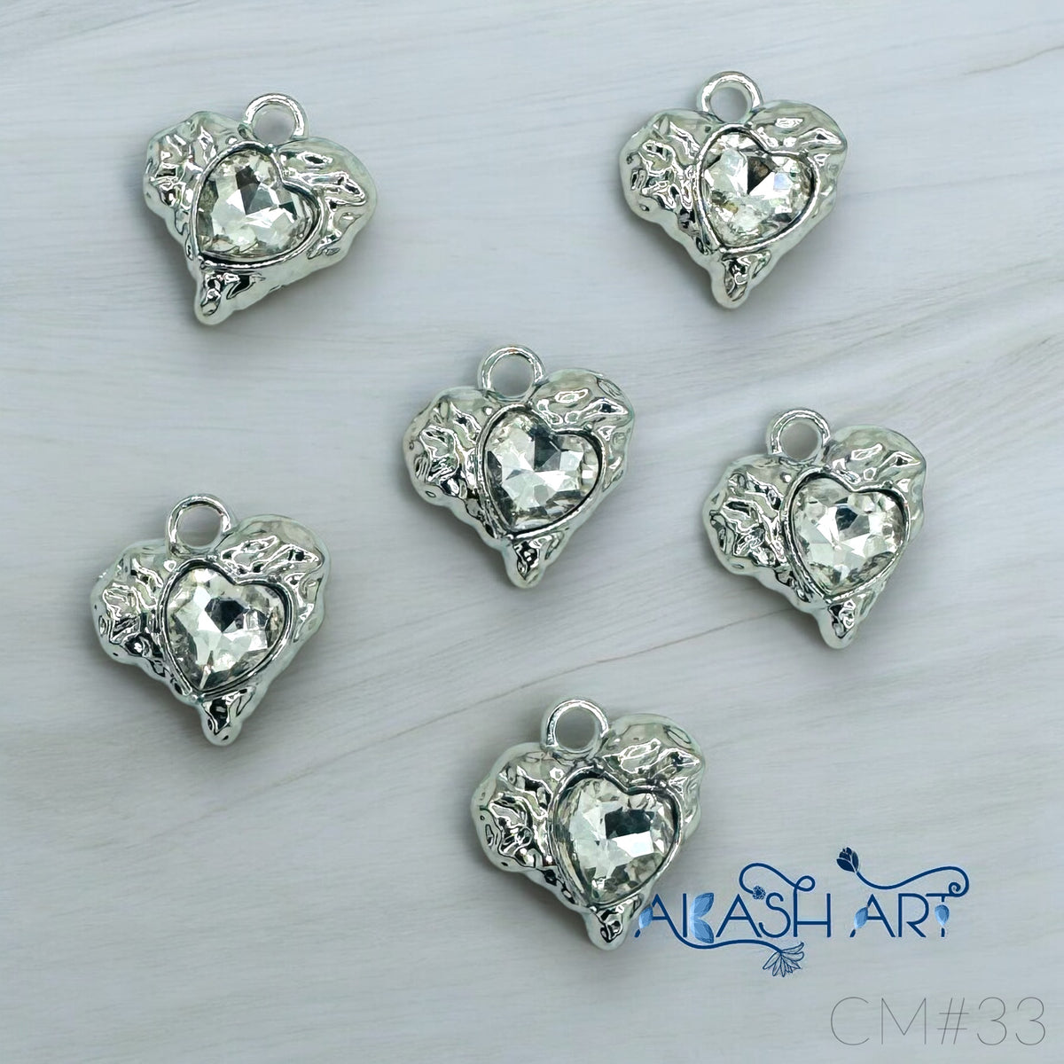 Silver heart Charms