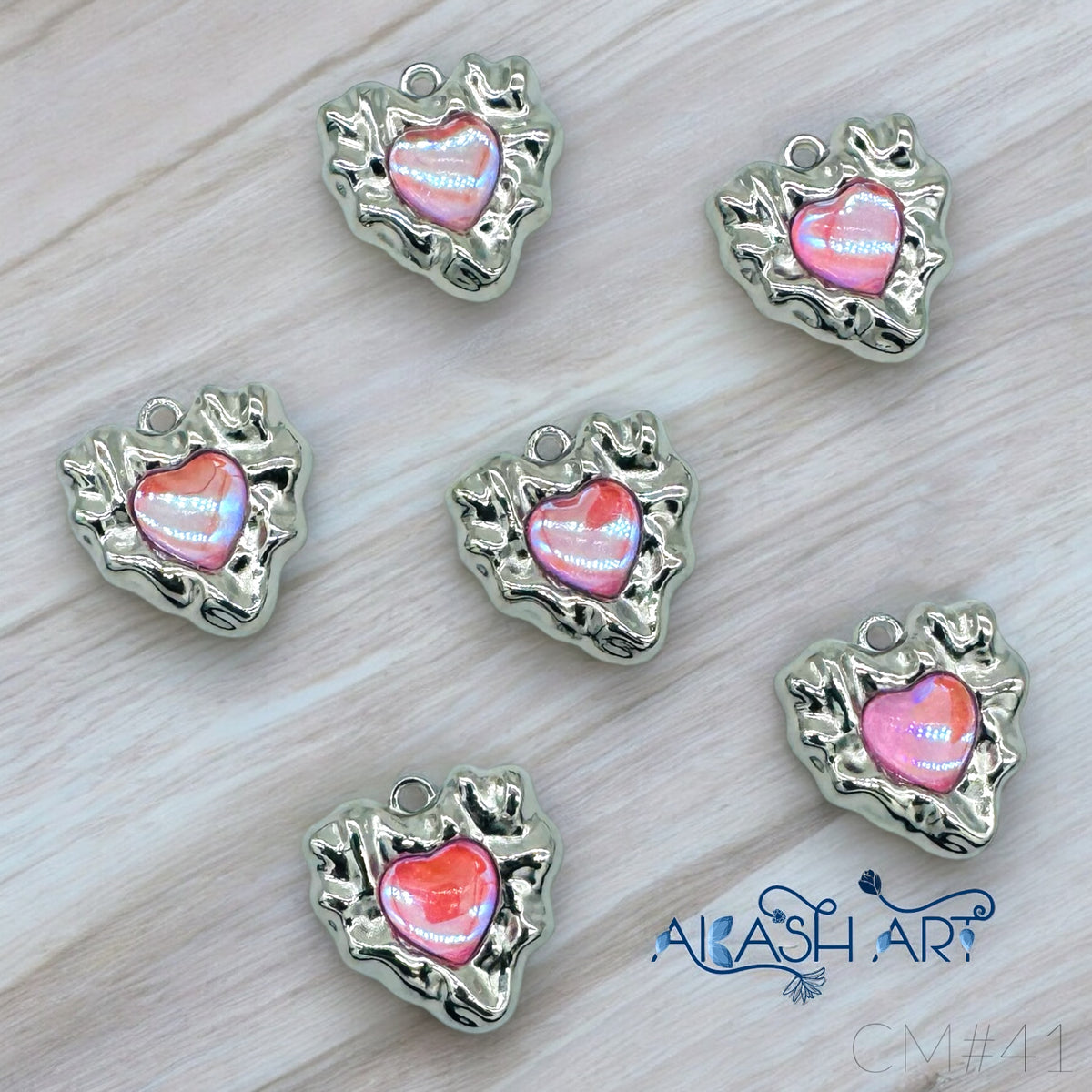 Silver heart Charms