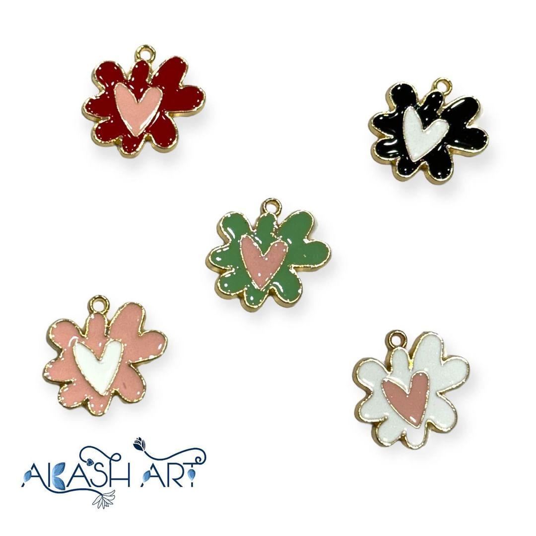 Heart Charms  | Size : 17mm | 6pcs