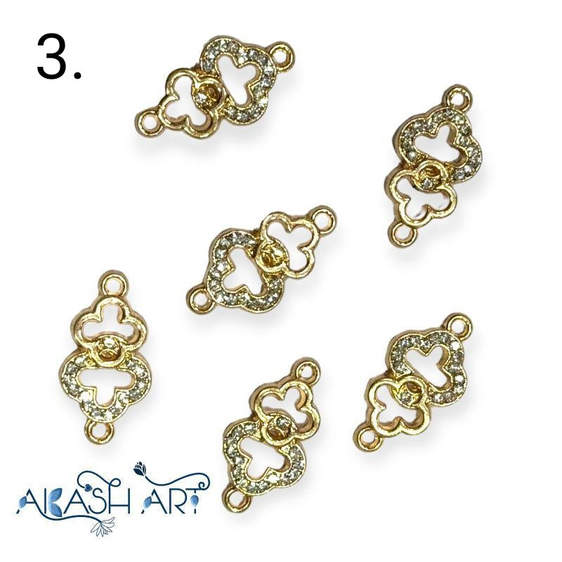 Diamond Clover rakhi Charms  | Size : 9mm | 6pcs