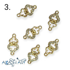 Diamond Clover rakhi Charms  | Size : 9mm | 6pcs