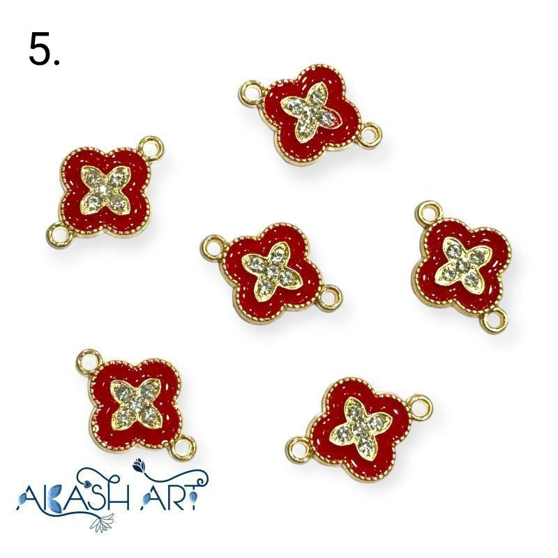 Red Clover rakhi Charms |Size : 13mm | 6 pc