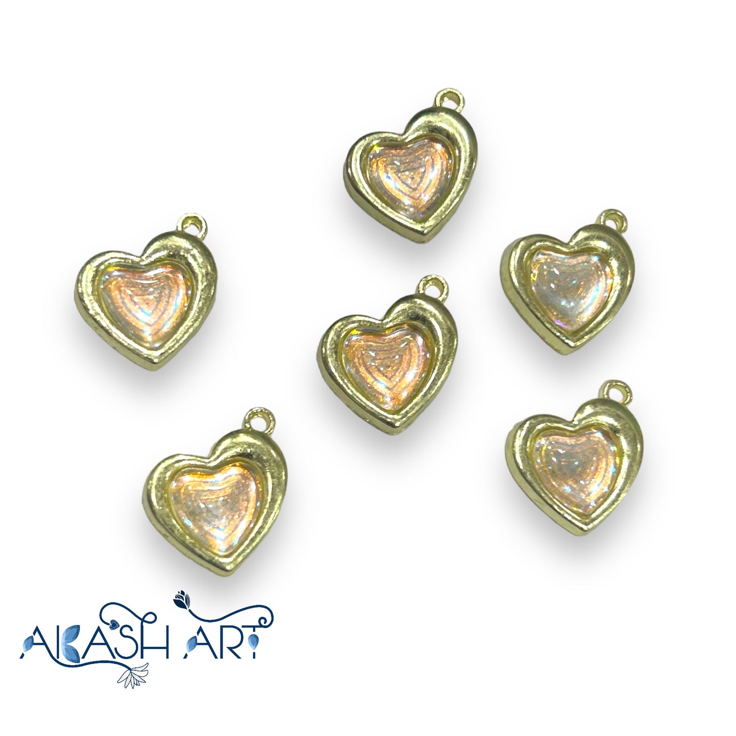 Heart charms 6pc