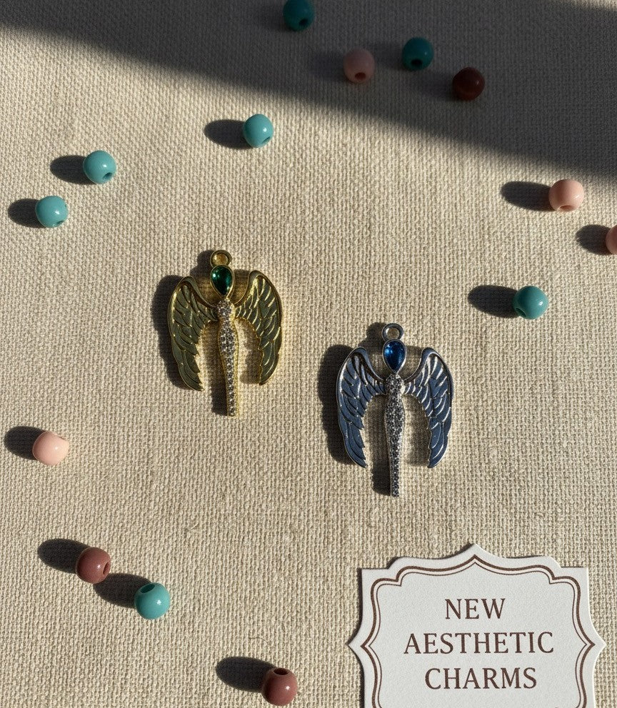 Crystal Angel Wing Charms – Gold & Silver