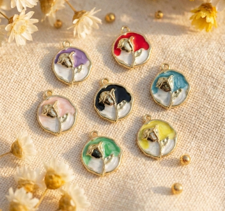 Enamel Flower Goddess Charms – 8 Aesthetic Colors 1 PC