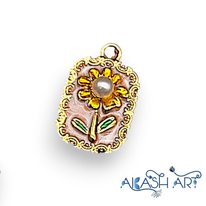 Vintage pearl Flower charms