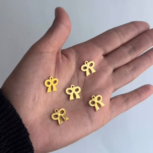 Mini Bow Charms – Gold & Silver Stainless Steel  1pc