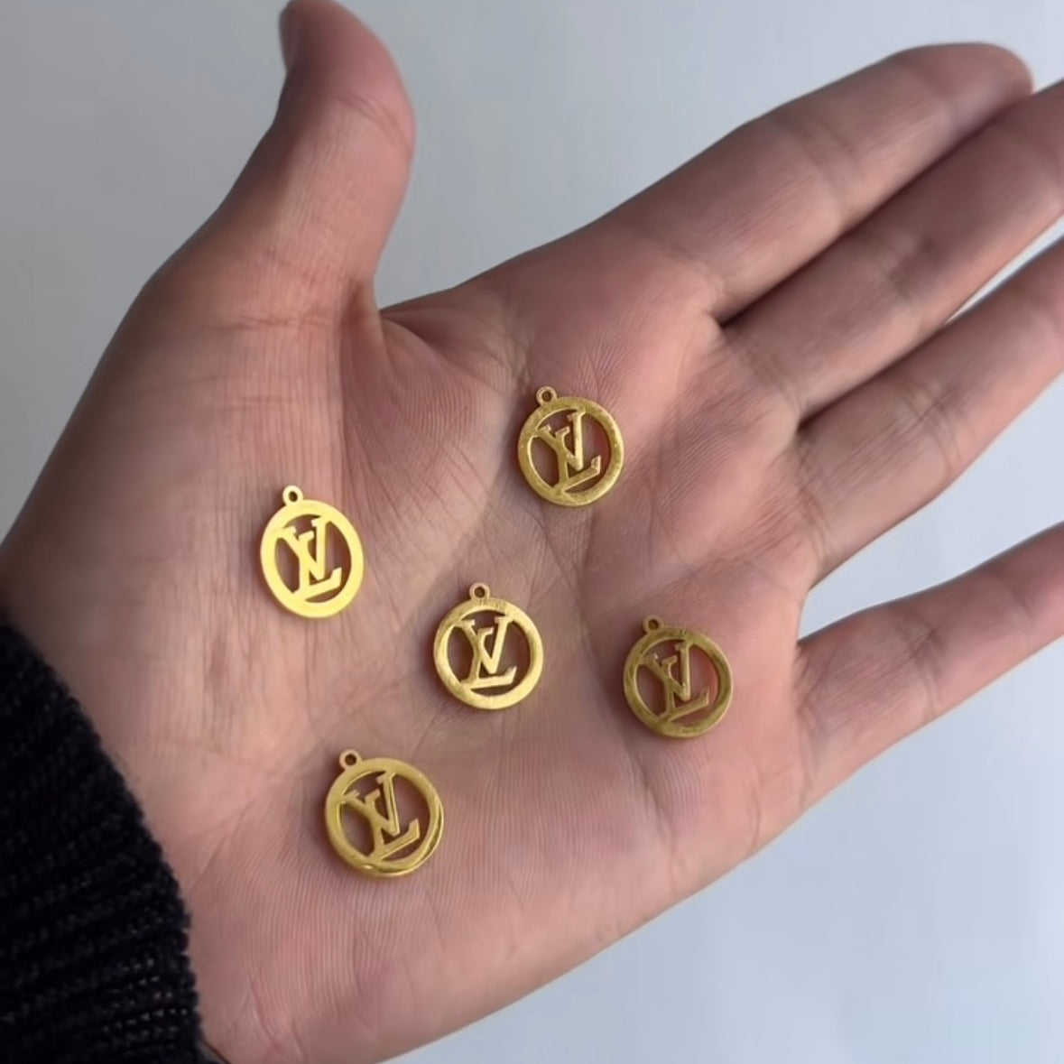 LV Round Charms – Gold & Silver Stainless Steel 1PC