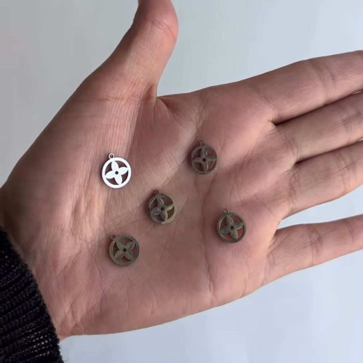 LV Wheel Charms – Gold & Silver Stainless Steel