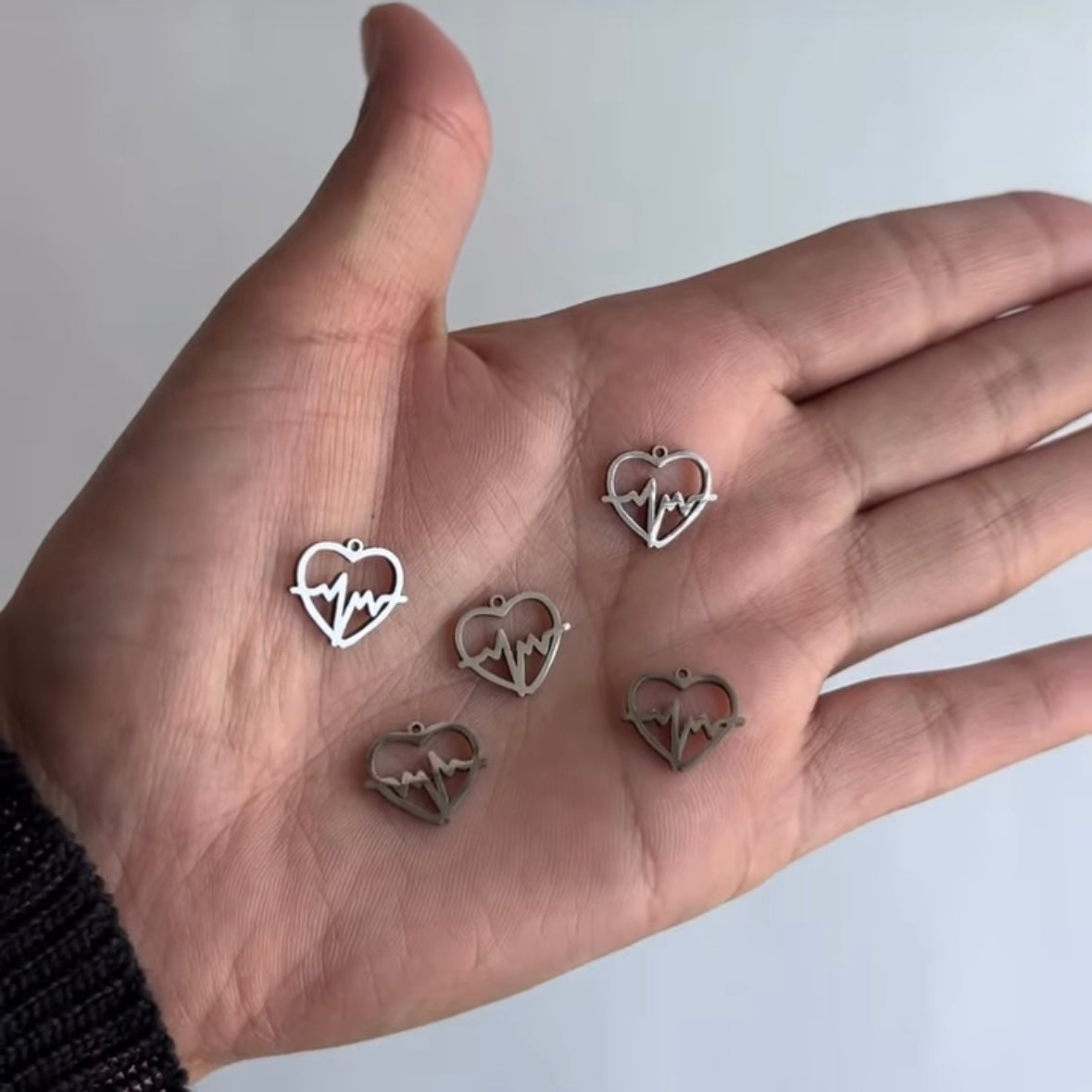 Heartbeat Heart Charms – Gold & Silver Stainless Steel 1pc