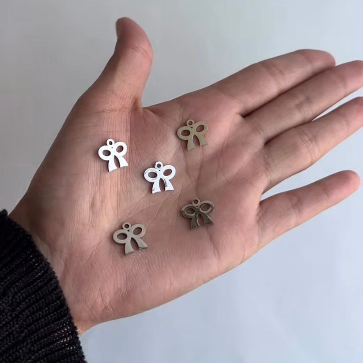 Mini Bow Charms – Gold & Silver Stainless Steel  1pc