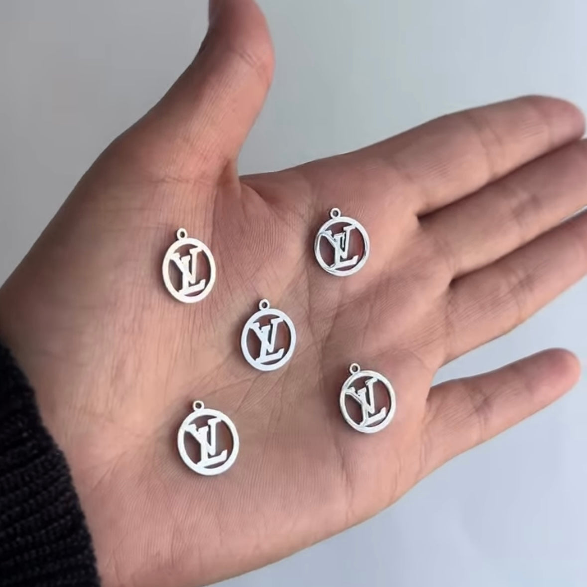 LV Round Charms – Gold & Silver Stainless Steel 1PC