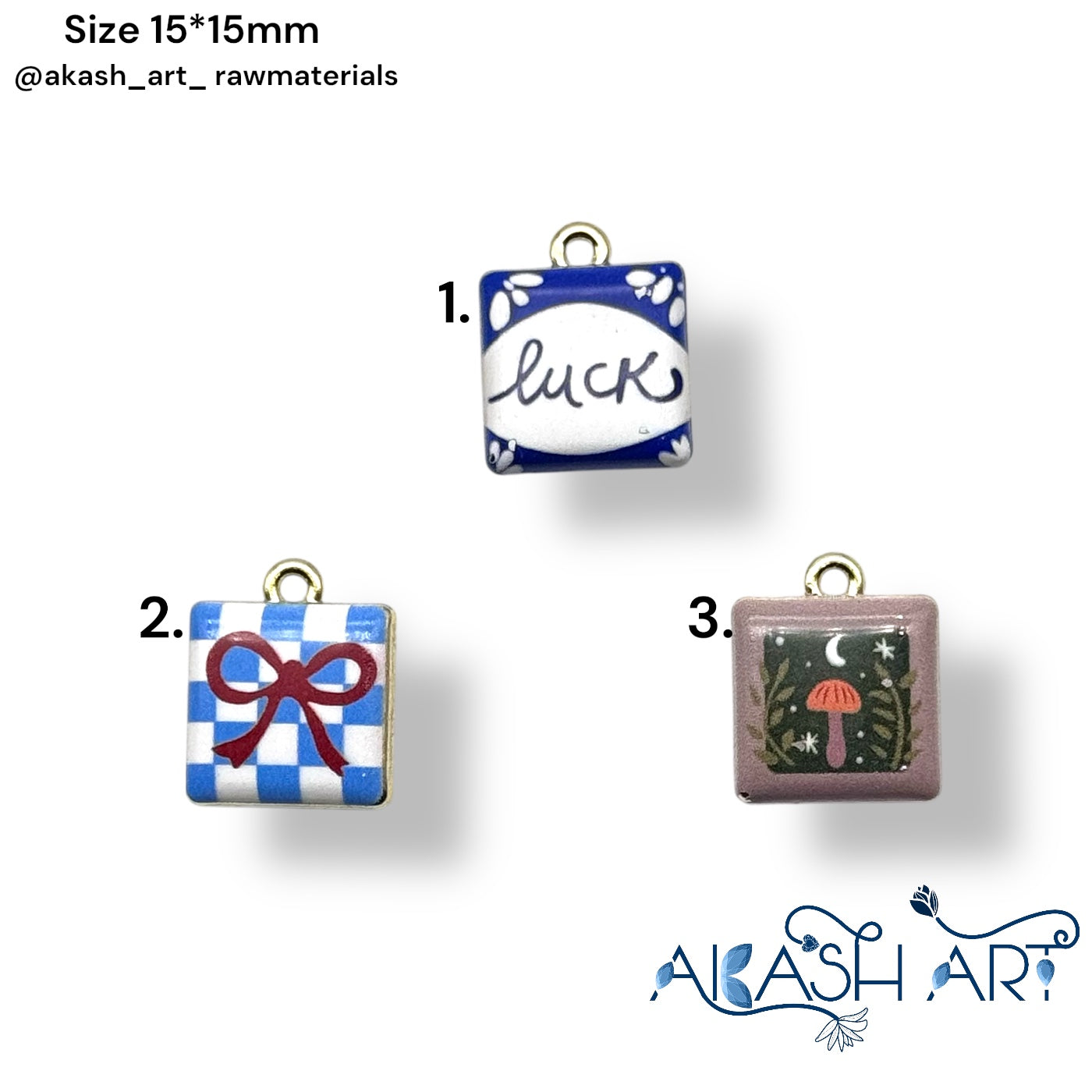Hand-Painted Square Enamel Charms HCM133