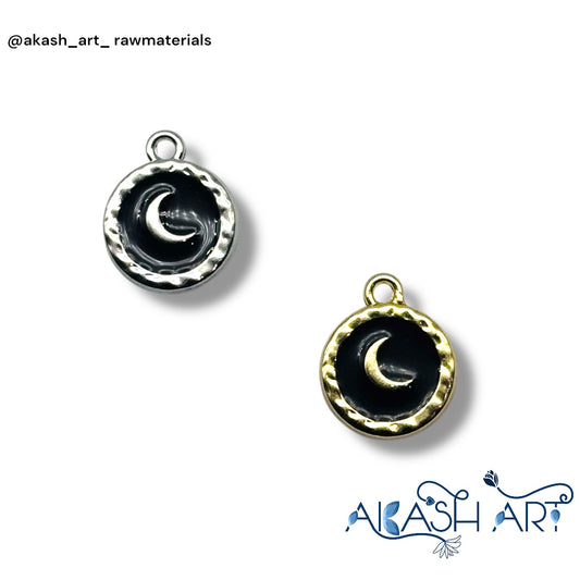Black Enamel Crescent Moon Charm HCM115