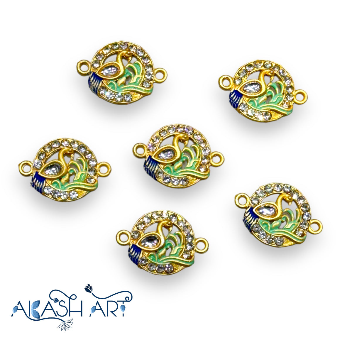 Peacock Rakhi Charms  | Size : 13mm   | 6 pcs