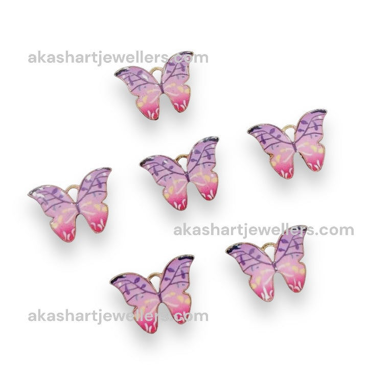 butterfly charms  set of five coloure