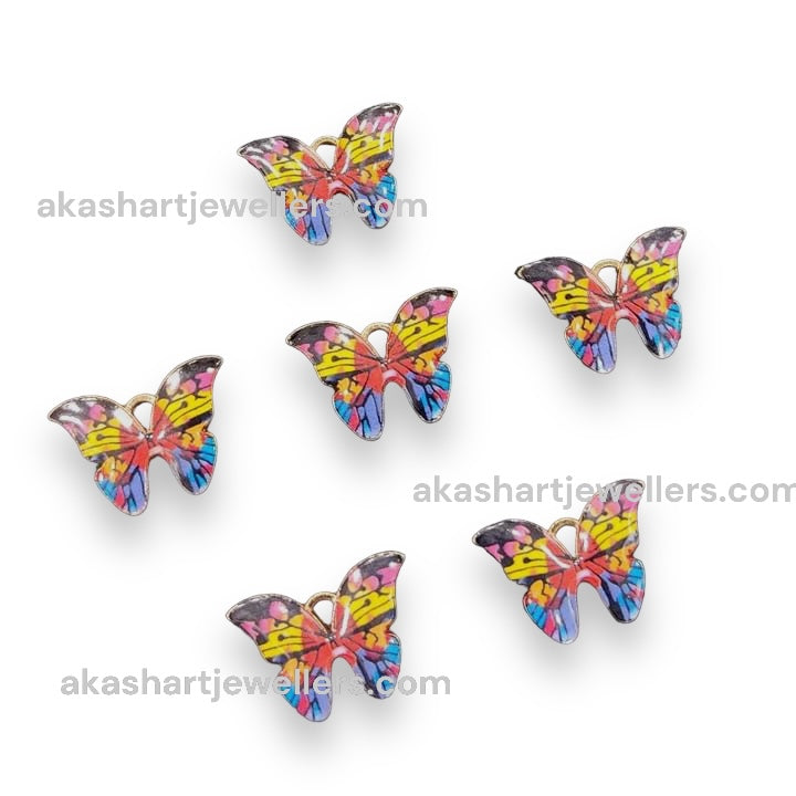 butterfly charms  set of five coloure