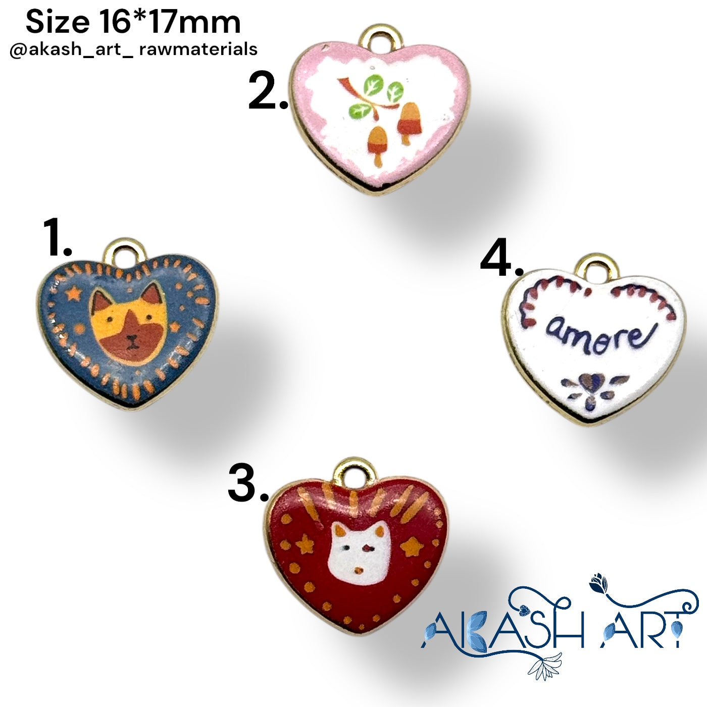 Hand-Painted Heart Enamel Charms HCM134