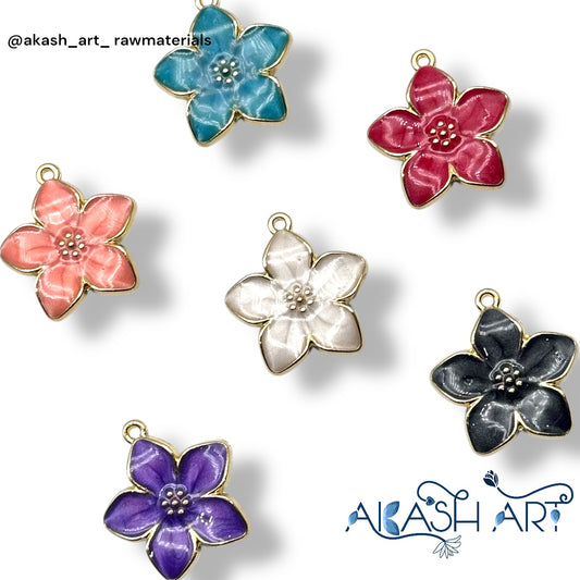 Pearl Finish Flower Enamel Charms CM154